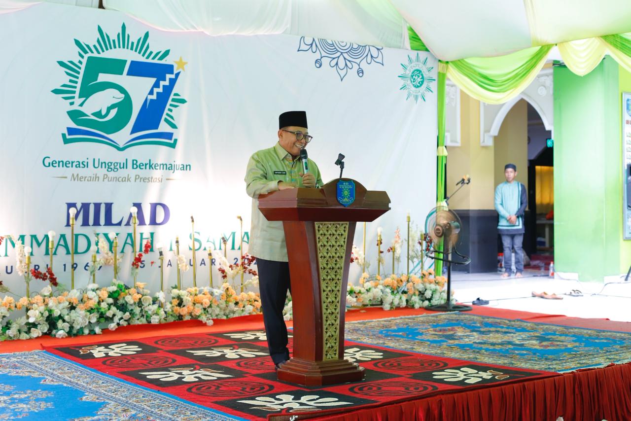 Wakil Wali Kota Samarinda, Saefuddin Zuhri mengahadiri peringatan milad ke-57 SD Muhammadiyah 1 Samarinda.