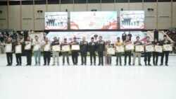 Upacara peringatan Hari Bhayangkara ke-80 yang berlangsung di halaman parkir Gedung Olahraga (GOR) Segiri Samarinda, Rabu (1/7/2026).