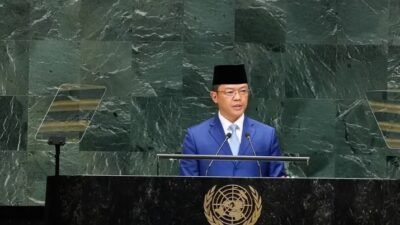 Menteri Luar Negeri RI Sugiono dalam Sidang Umum Perserikatan Bangsa-Bangsa (PBB) di New York, Amerika Serikat, Minggu (27/9/2026).