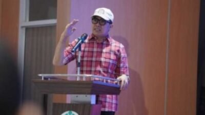 Andi Harun saat menjadi keynote speaker dalam Forum Badan Pengelola Usaha (BPU) Perguruan Tinggi Se-Indonesia 2026 di Gedung Theater Lantai III Universitas Mulawarman (Unmul)