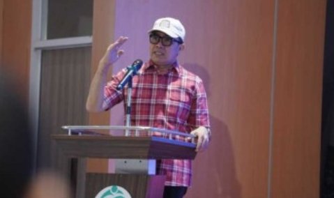 Andi Harun saat menjadi keynote speaker dalam Forum Badan Pengelola Usaha (BPU) Perguruan Tinggi Se-Indonesia 2026 di Gedung Theater Lantai III Universitas Mulawarman (Unmul)