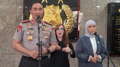 Kapolri Jenderal Suyudi Ario Seto menerima audiensi Menteri Komunikasi dan Digital (Menkomdigi) Meutya Hafid di Gedung Utama Mabes Polri, Jakarta Selatan, Selasa (27/10/2026).