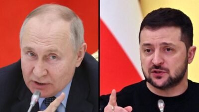 Presiden Rusia Vladimir Putin dan Presiden Ukraina Volodymyr Zelensky